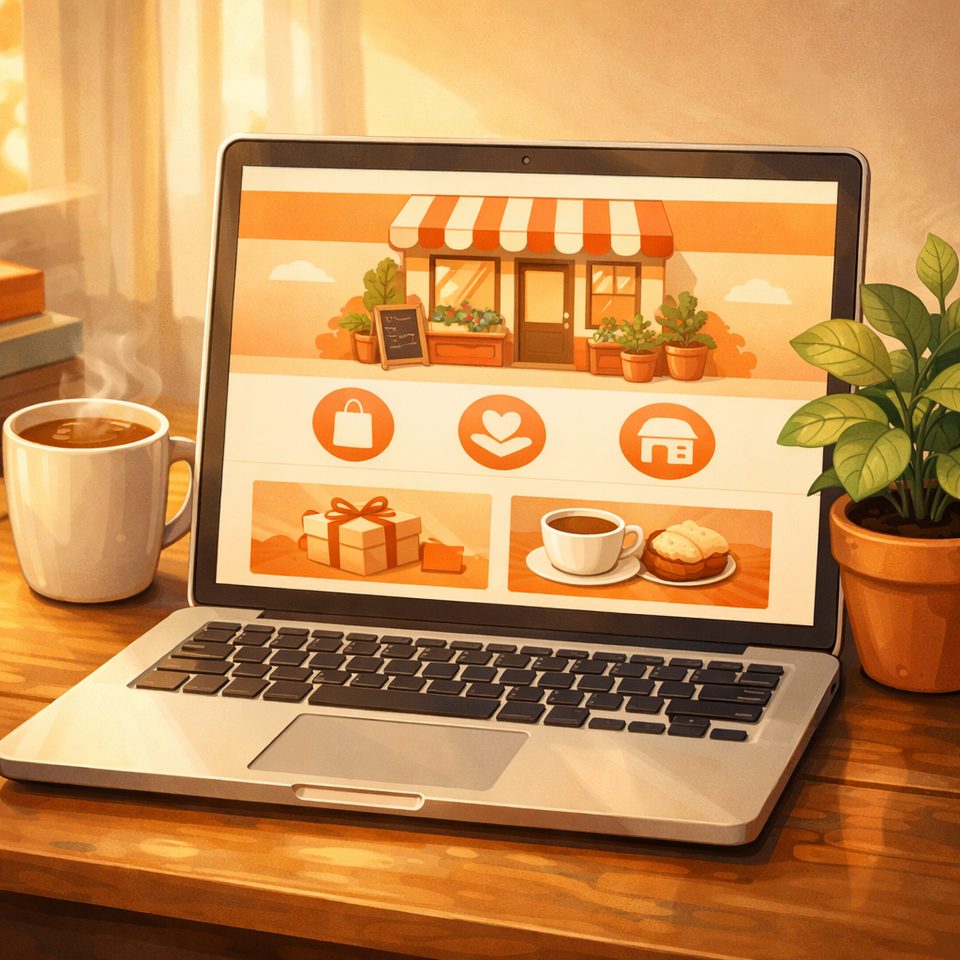 Your small-business website on a laptop
